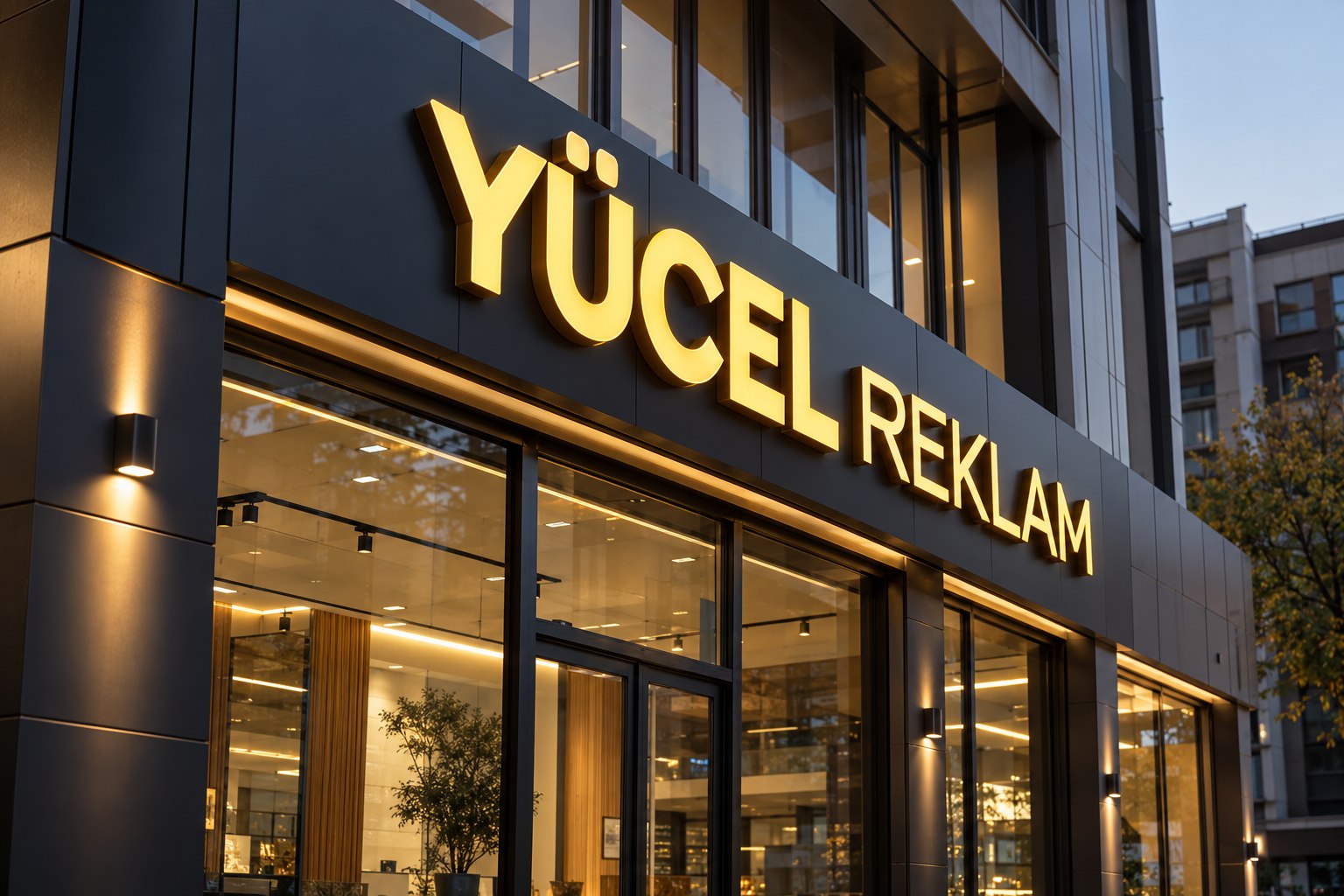 Yücel Reklam için ışıklı kutu harf tabela tasarım örneği
